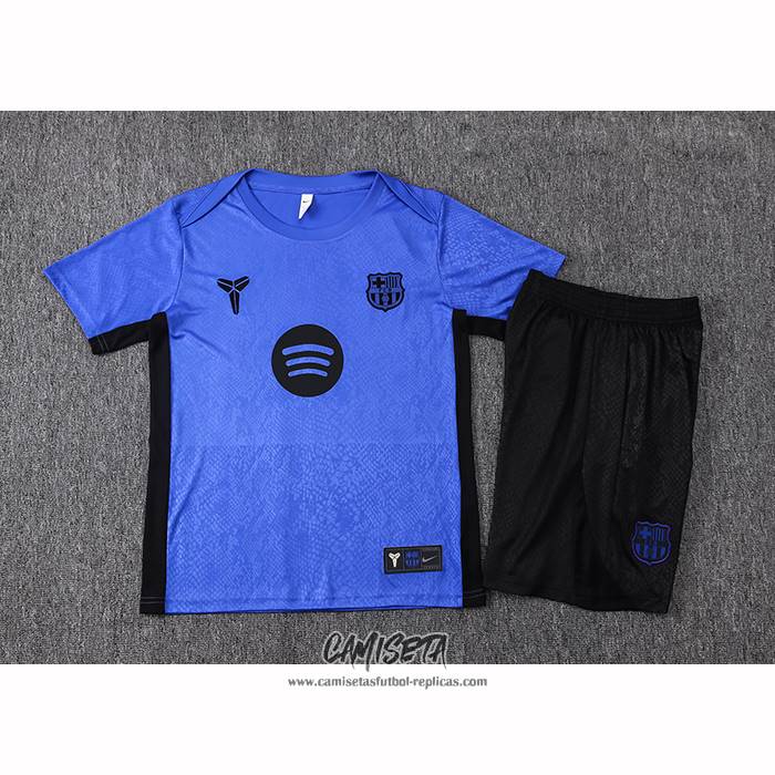 Chandal del Barcelona 2025-2026 Manga Corta Azul - Pantalon Corto Purpura